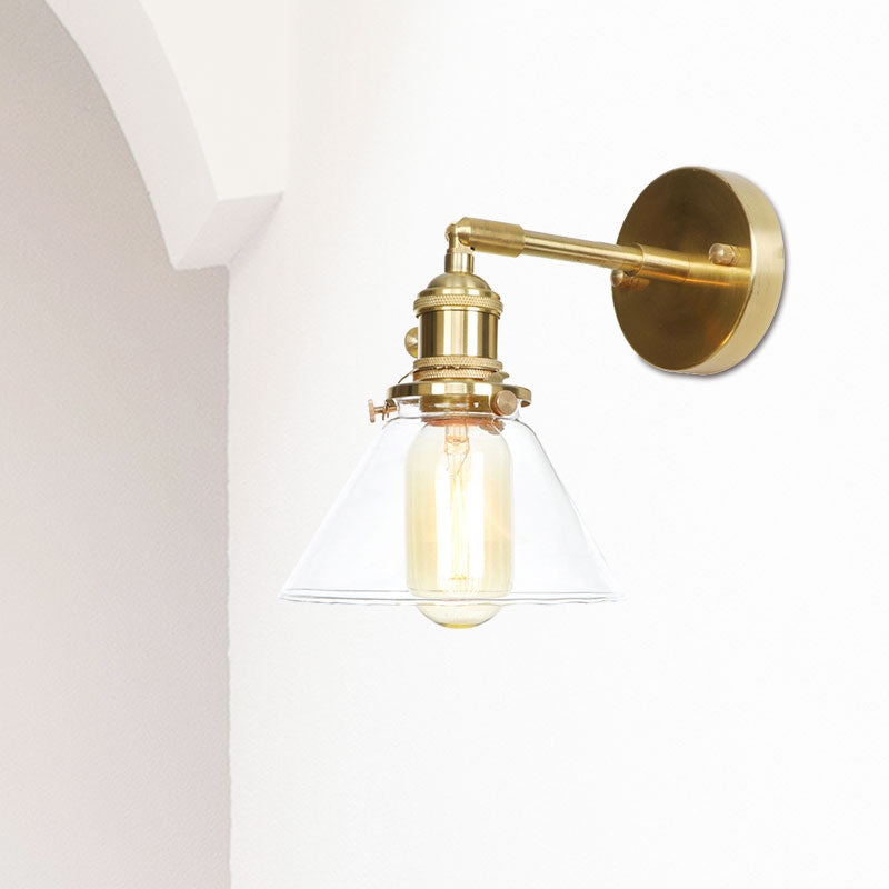 Avtoit | Cone wall lamp 1 light clear glass rustic antique wall lighting for bedroom