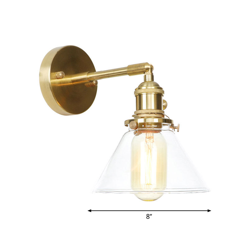 Avtoit | Cone wall lamp 1 light clear glass rustic antique wall lighting for bedroom