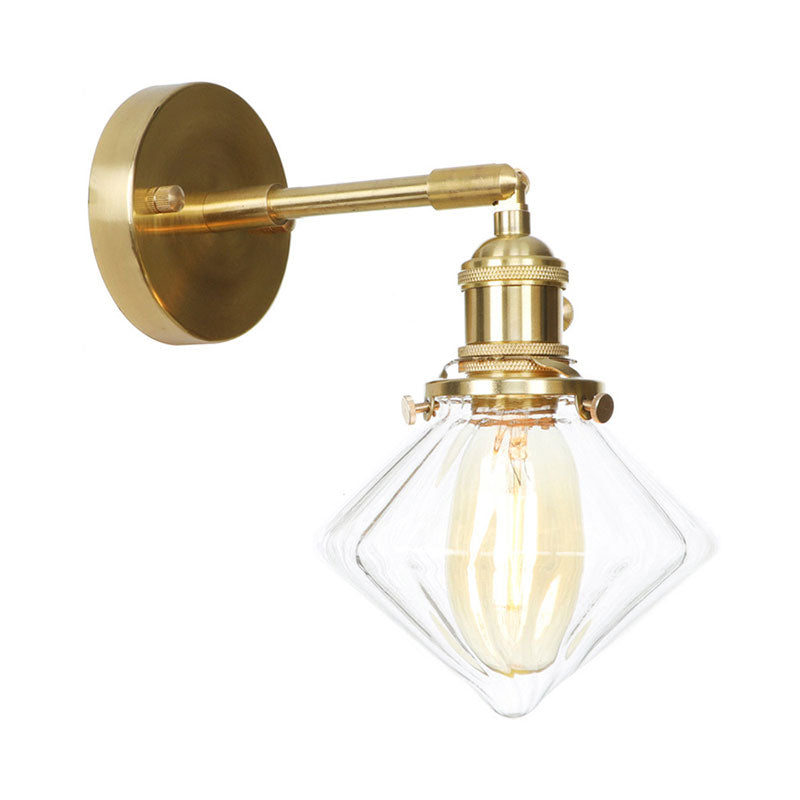 Avtoit | Gem Wall Light Transparent Ribbed Glass 1 Light Retro Style Outdoor Wall Lamp for Porch
