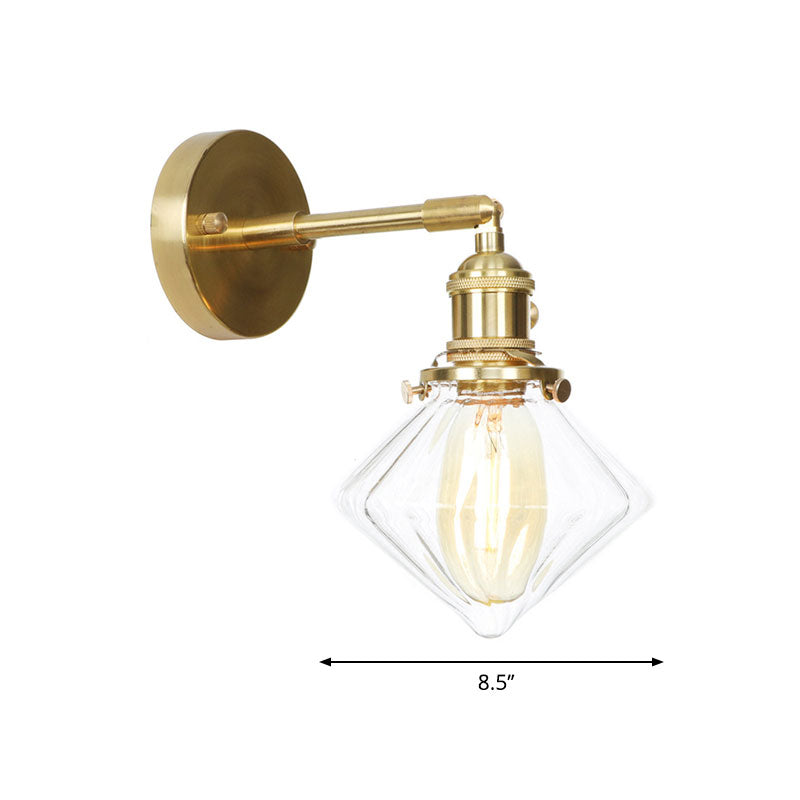 Avtoit | Gem Wall Light Transparent Ribbed Glass 1 Light Retro Style Outdoor Wall Lamp for Porch