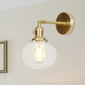 Avtoit | Clear Glass Globe Wall Lamp Rotatable Vintage Single Wall Light in Gold for Entrance
