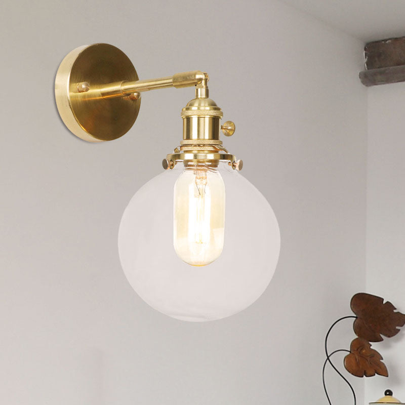 Avtoit | Spherical Wall Lamp 1 Light Clear Glass Shade Industrial Wall Lamp Light for Porch