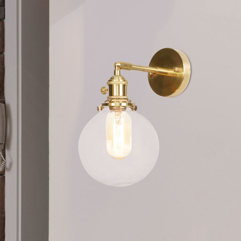 Avtoit | Spherical Wall Lamp 1 Light Clear Glass Shade Industrial Wall Lamp Light for Porch