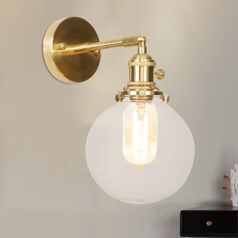 Avtoit | Spherical Wall Lamp 1 Light Clear Glass Shade Industrial Wall Lamp Light for Porch