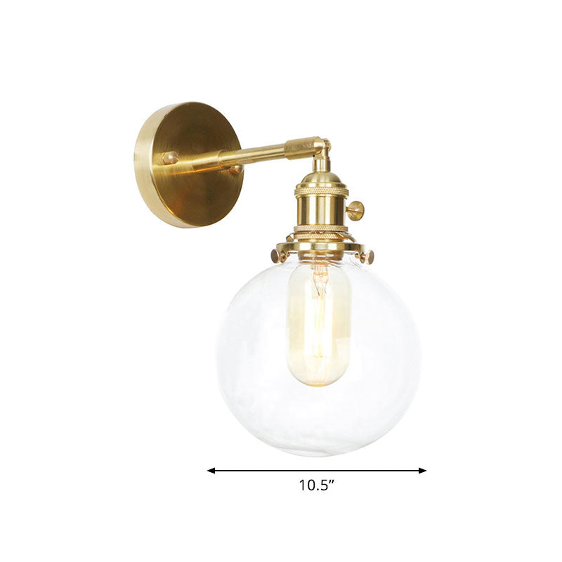 Avtoit | Spherical Wall Lamp 1 Light Clear Glass Shade Industrial Wall Lamp Light for Porch