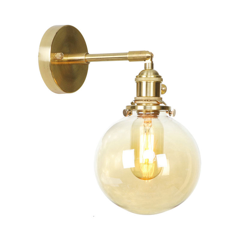 Avtoit | Retro Style Ball Wall Lamp Lighting Amber Glass 1 Light Wall Light Fixture Outdoor