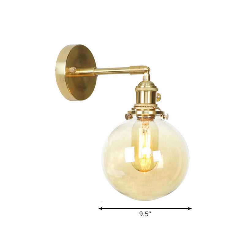 Avtoit | Retro Style Ball Wall Lamp Lighting Amber Glass 1 Light Wall Light Fixture Outdoor
