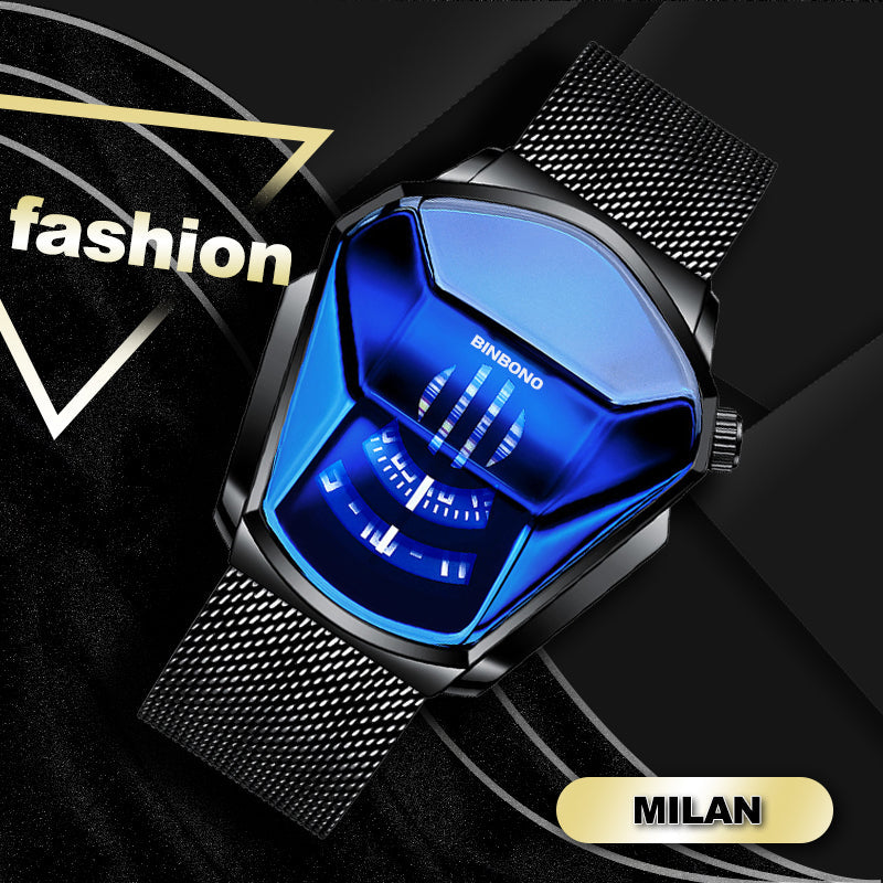 Men's Diamond-Style Quartz Watch with Creative Second Hand