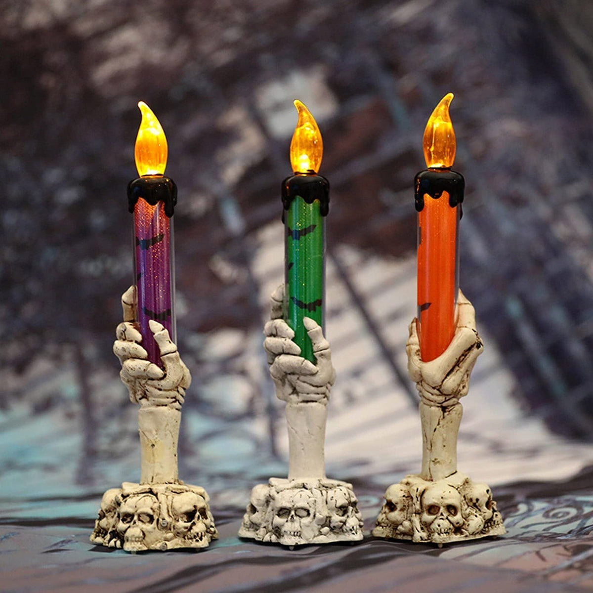 Avtoit | Halloween Ghost Hand Electronic Skeleton Candle Halloween Party Bar Props Decoration Glitter Lamp