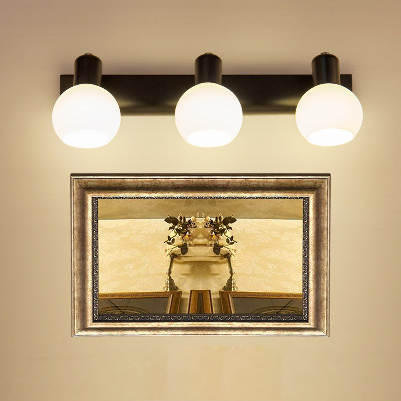 Avtoit | Multi Globe Opal Glass Wall Lamp Modern 3-Light Bathroom Sconces Light in Black/White