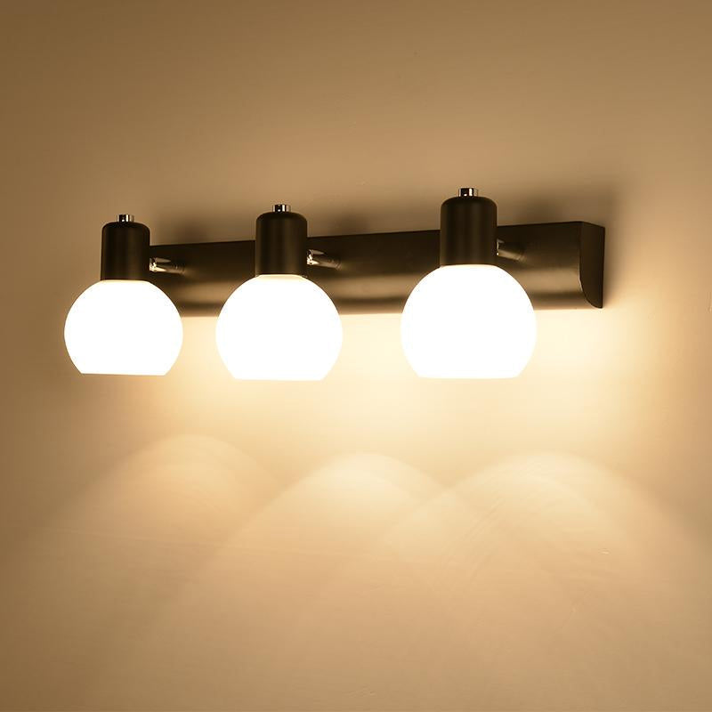 Avtoit | Multi Globe Opal Glass Wall Lamp Modern 3-Light Bathroom Sconces Light in Black/White