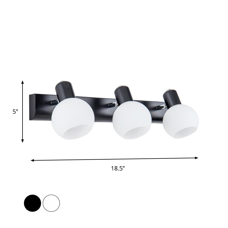 Avtoit | Multi Globe Opal Glass Wall Lamp Modern 3-Light Bathroom Sconces Light in Black/White