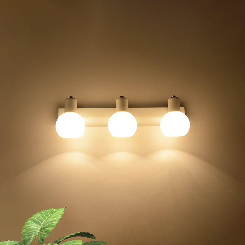 Avtoit | Multi Globe Opal Glass Wall Lamp Modern 3-Light Bathroom Sconces Light in Black/White