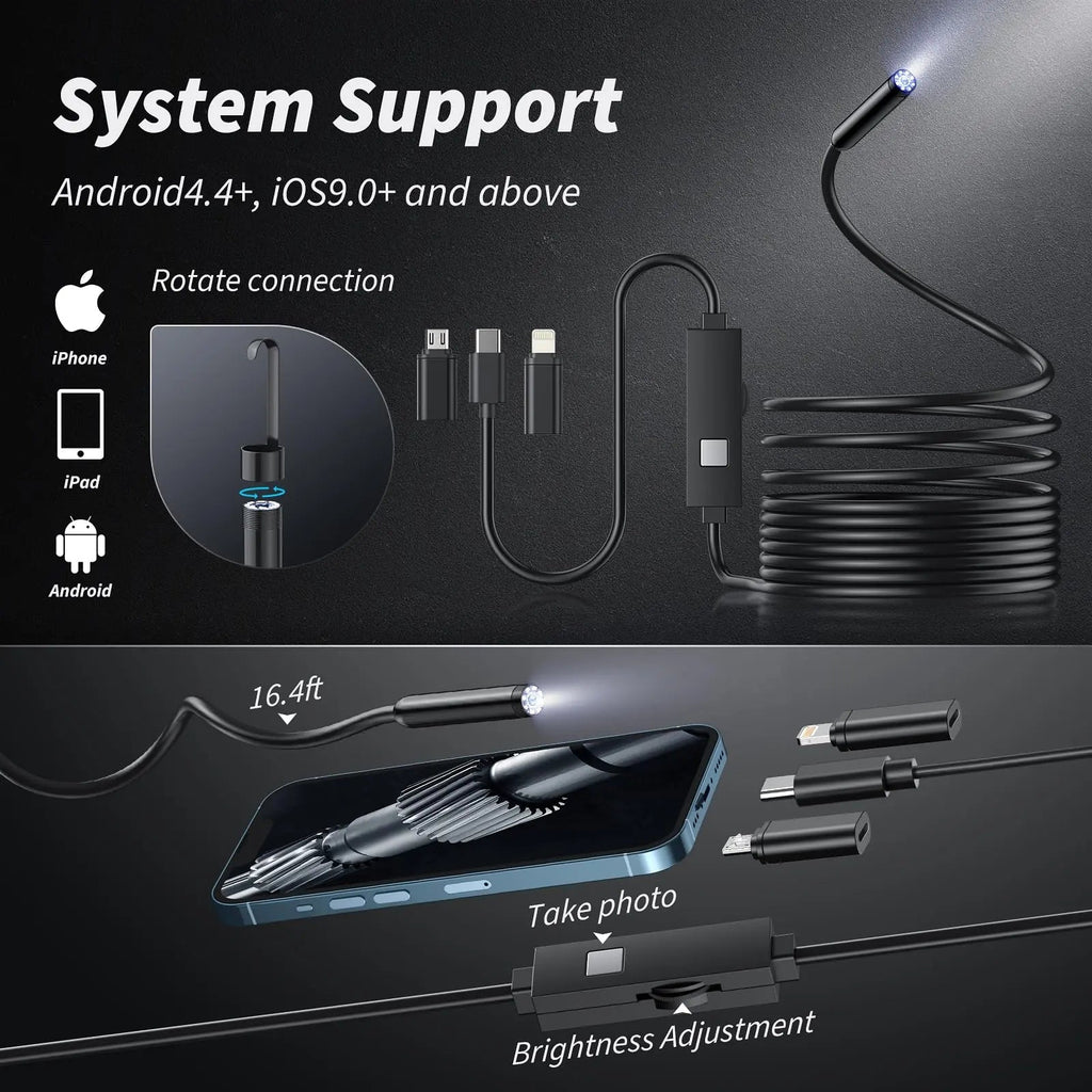 Avtoit | HD Inspection Endoscope Camera – Waterproof with Adjustable LED Light