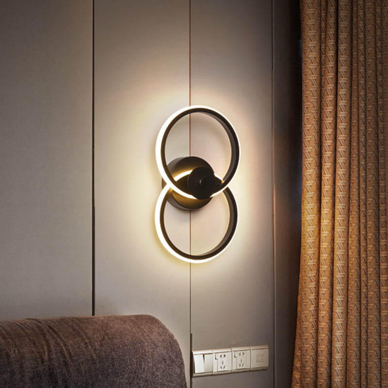 Avtoit | Ring Flush Mount Wall Lamp Minimalistic Acrylic Black/White LED Wall Lighting Ideas in Warm/White Light