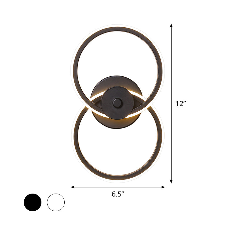 Avtoit | Ring Flush Mount Wall Lamp Minimalistic Acrylic Black/White LED Wall Lighting Ideas in Warm/White Light