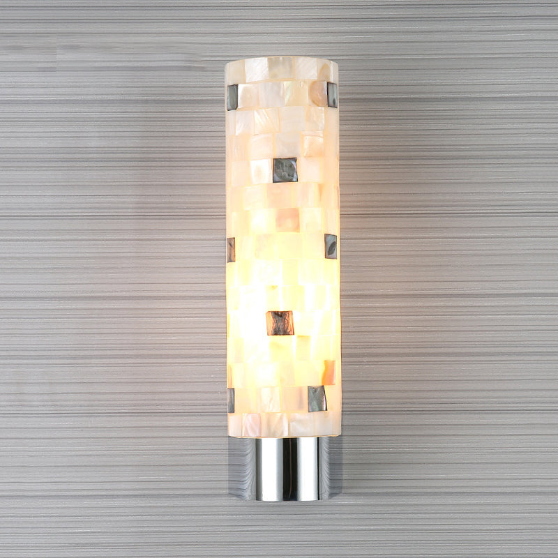 Avtoit | Puzzled Work Column Wall Lamp Modern Shell 1 Head Bathroom Spotlight Lighting in Chrome