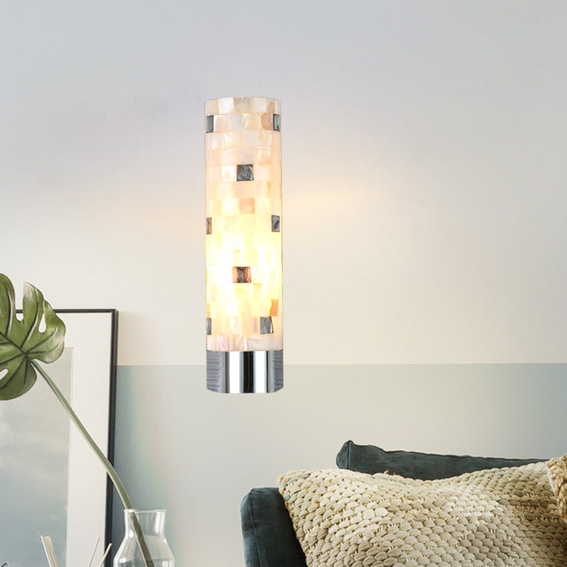 Avtoit | Puzzled Work Column Wall Lamp Modern Shell 1 Head Bathroom Spotlight Lighting in Chrome