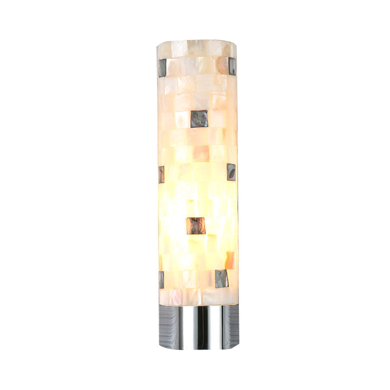 Avtoit | Puzzled Work Column Wall Lamp Modern Shell 1 Head Bathroom Spotlight Lighting in Chrome