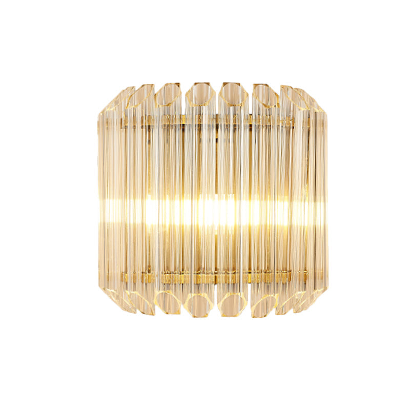 Avtoit | Half Drum Flush Mount Wall Light Minimalist Clear Prism Tube Glass 4-Bulb Living Room Wall Light