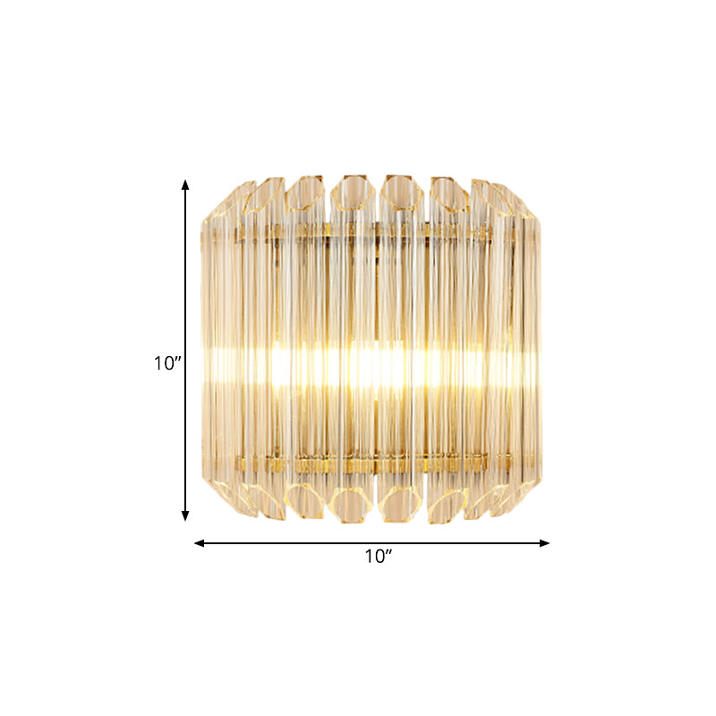 Avtoit | Half Drum Flush Mount Wall Light Minimalist Clear Prism Tube Glass 4-Bulb Living Room Wall Light