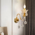 Avtoit | 1/2-Bulb Clear Glass Coated Wall Light Vintage Gold Candle Style Lounge Wall Light with Curved Arm