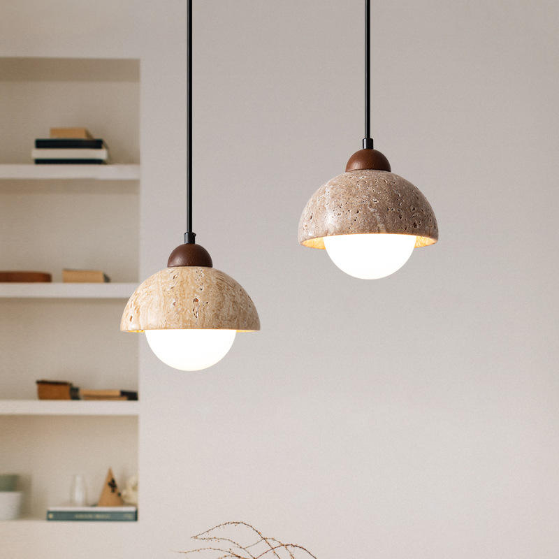 Avtoit | Elegant pendant lamp made of wood and natural marble