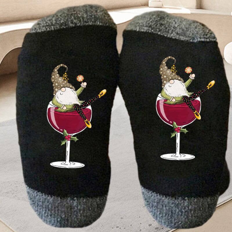 Avtoit | Christmas gnome wine glass unisex crew socks