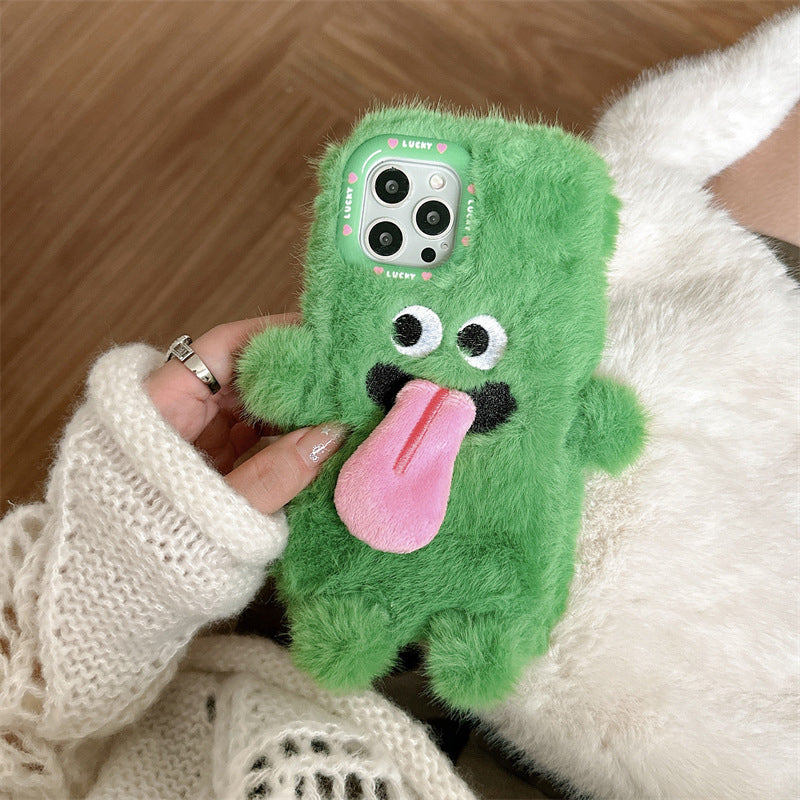 Avtoit | Funny Tongue Sticking Out Plush Phone Case For iPhone