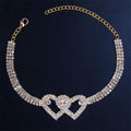 Avtoit | Fashion Rhinestone Double Heart Anklet
