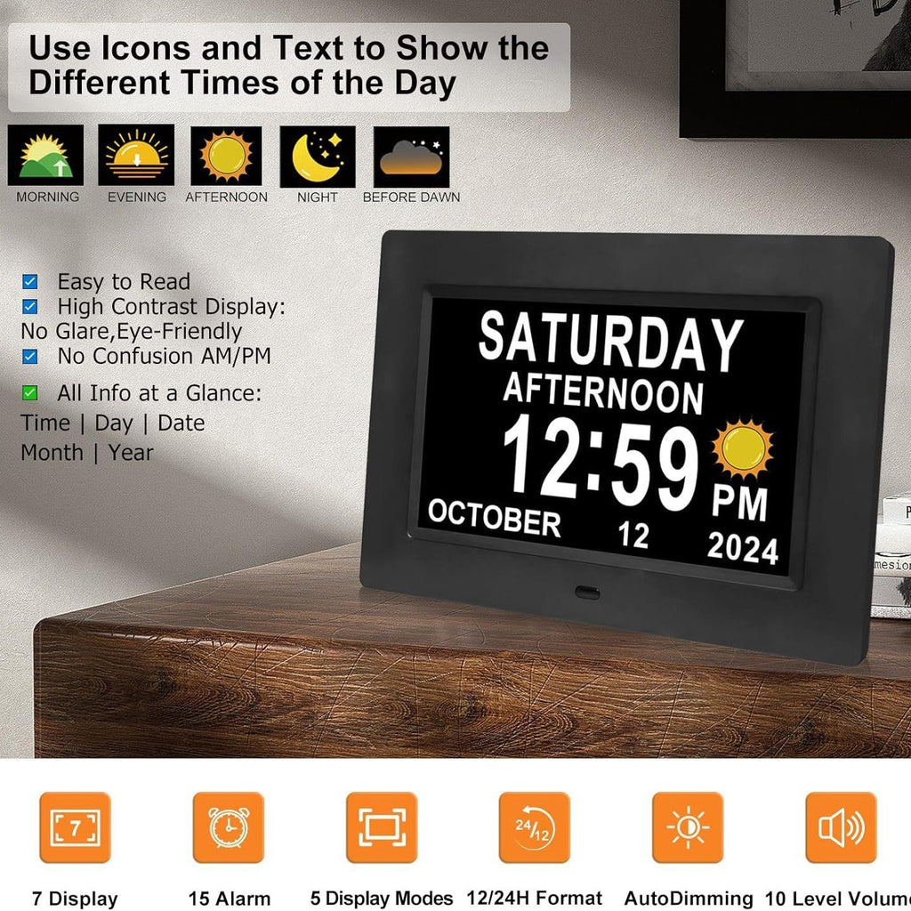 Avtoit | 11.5-Inch Digital Calendar Day Clock with 19 Reminders – Claryon