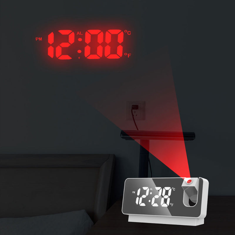 Digital Projection Alarm Clock with 180-Degree Adjustable Projector