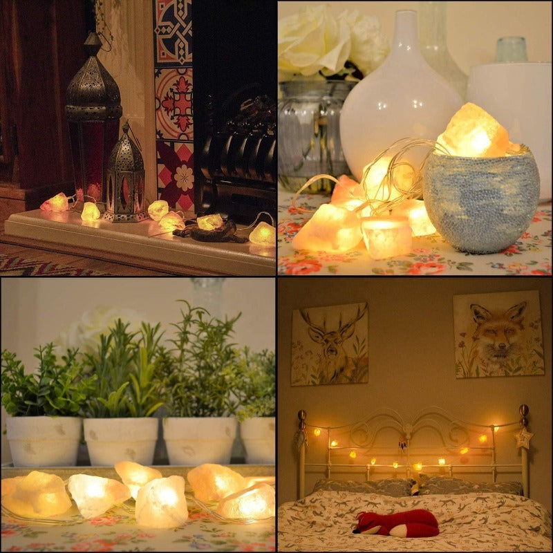 Avtoit | SolaraGleam Himalayan Salt String Lights | Warm Amber Light | Portable Natural Crystal Decoration for Home