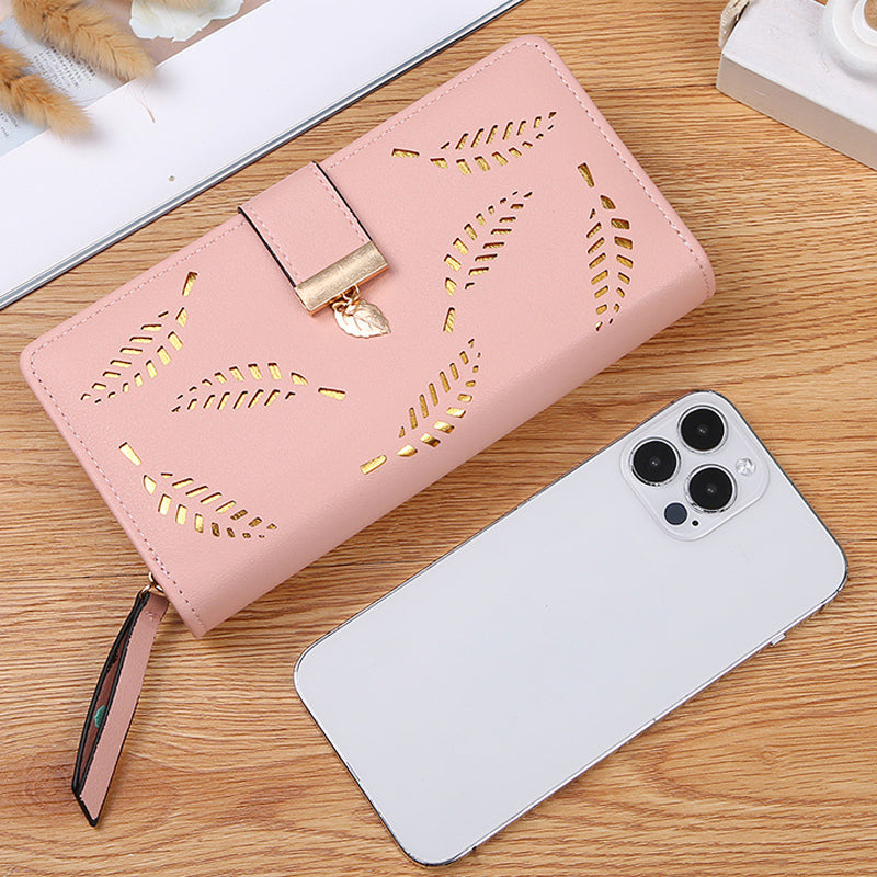 Avtoit | Long wallet for women with leaf pattern