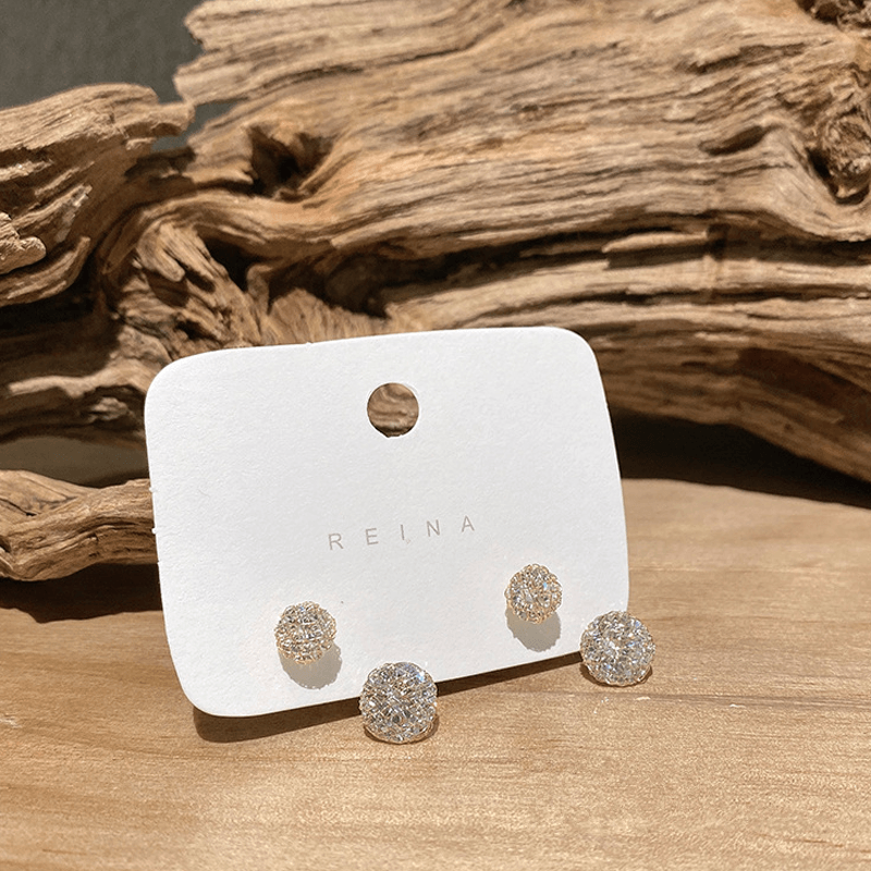 Avtoit | Simple Hollow Diamond Ball Earrings