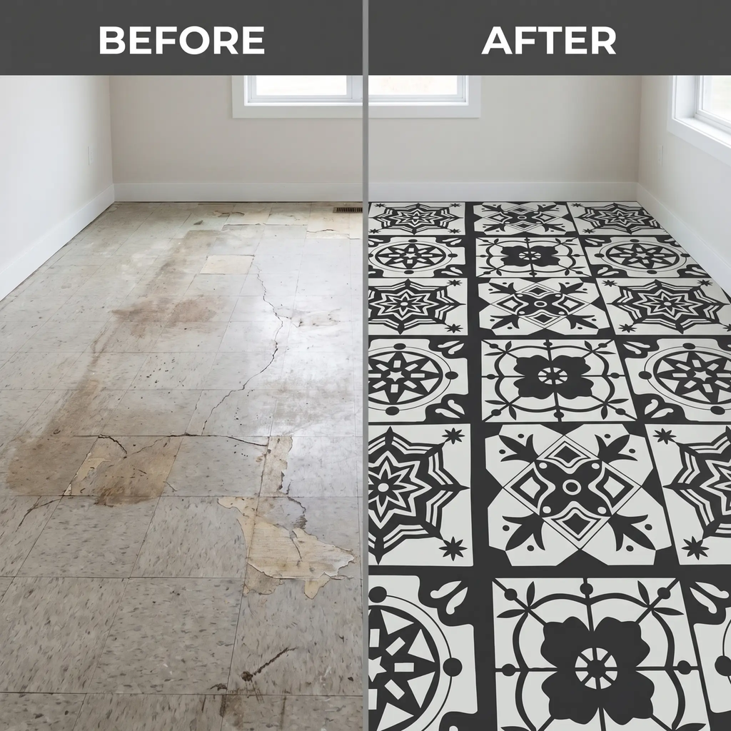 Avtoit | Peel and Stick PVC Flooring Matt Vinyl Flooring with Stone Look