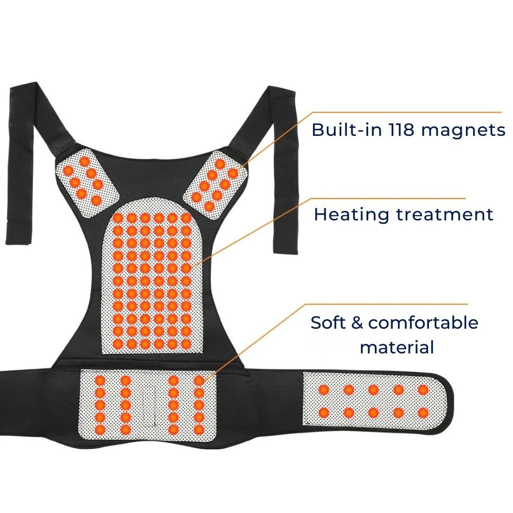 Avtoit | Self-Heating Back Support Brace | Adjustable Heated Posture Corrector for Back Pain Relief & Improved Posture
