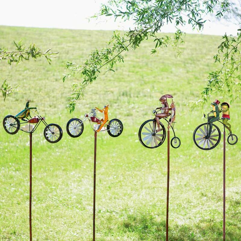 Handcrafted Animal Bicycle Wind Spinner with Recycled Metal Design