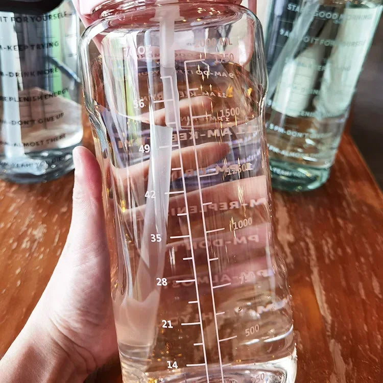 Avtoit | 2L Portable Sports Water Bottle with Straw and Time Markings