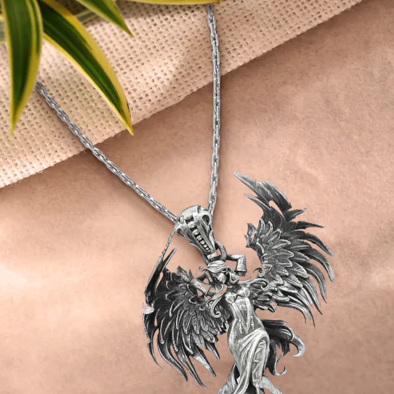 Avtoit | Sterling Silver Guardian Angel Pendant Necklace