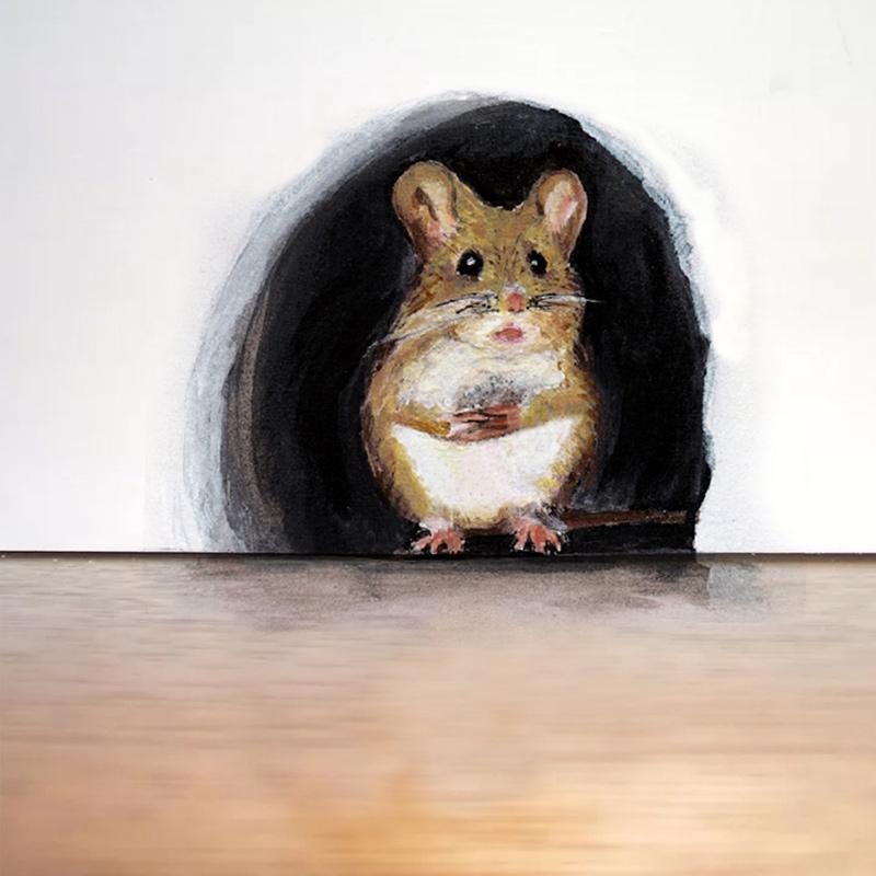 Avtoit | Realistic 3D Mouse Hole Wall Sticker