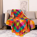 Avtoit | Coral fleece blanket – Reversible thick Sherpa blanket with a colorful checkered pattern