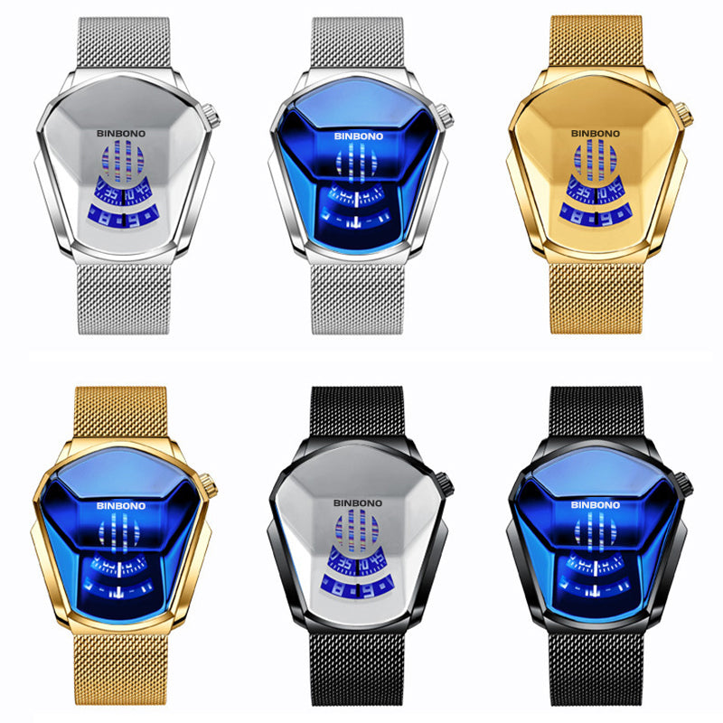 Men's Diamond-Style Quartz Watch with Creative Second Hand
