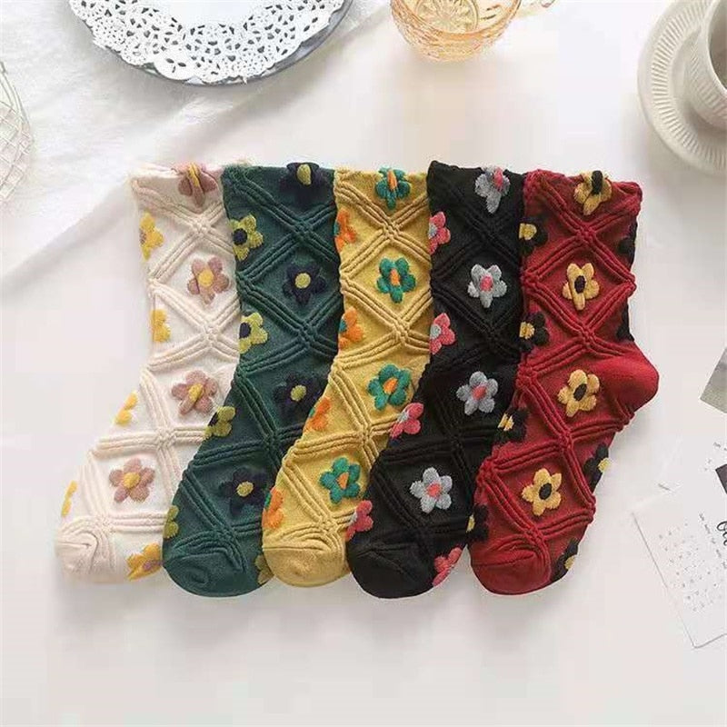 Avtoit | 5 Pair Vintage Flower Embroidery Socks
