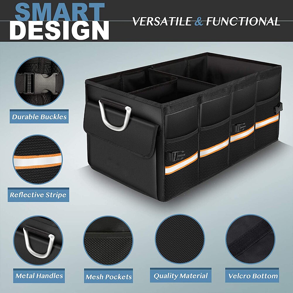 Avtoit | Car Trunk Organizer Foldable Cover Durable Sturdy Thickened Plate Collapsible Trunk Storage Box
