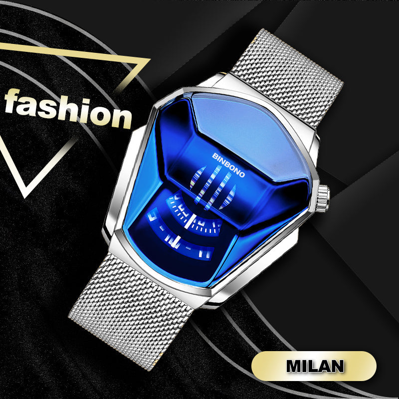 Men's Diamond-Style Quartz Watch with Creative Second Hand