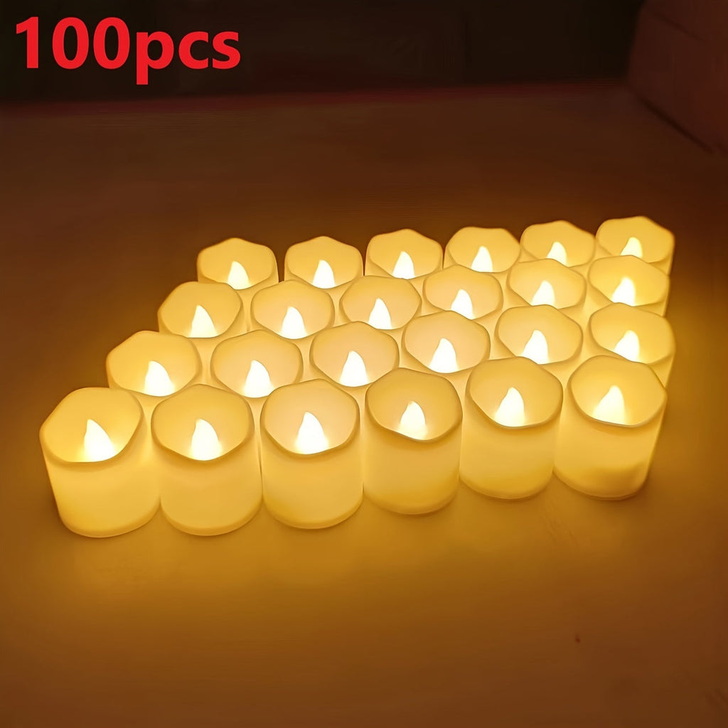Avtoit | 24/50/100 Pack flameless LED candles – battery-operated flickering tealights, smokeless and romantic for weddings and engagements