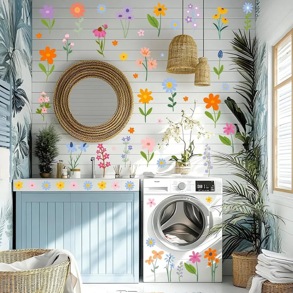 Avtoit | 8 Sheets Spring Flowers Wall Stickers – 102 Self-Adhesive Designs for a Fresh Home!