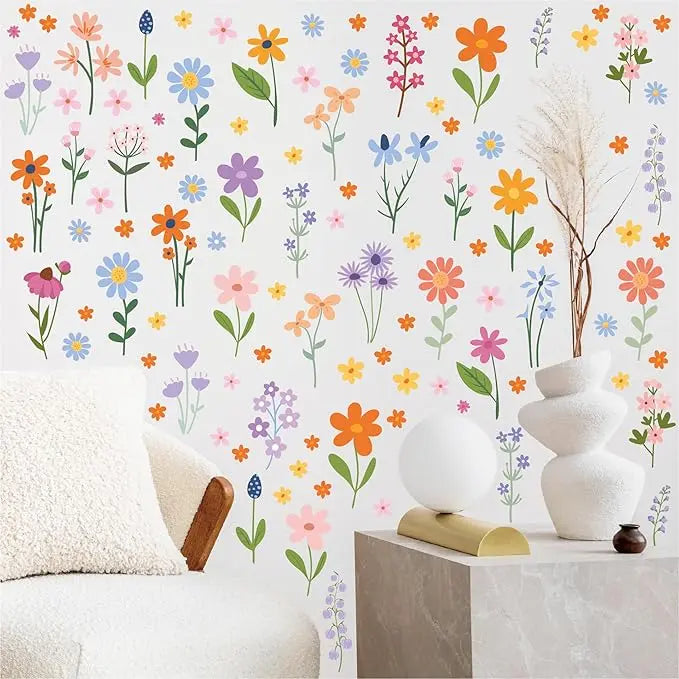 Avtoit | 8 Sheets Spring Flowers Wall Stickers – 102 Self-Adhesive Designs for a Fresh Home!