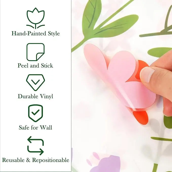 Avtoit | 8 Sheets Spring Flowers Wall Stickers – 102 Self-Adhesive Designs for a Fresh Home!